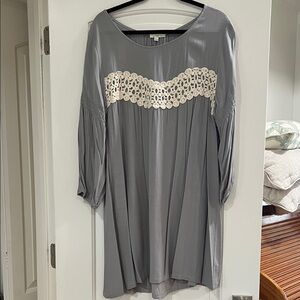 Gray Women's dress with Lace Detail